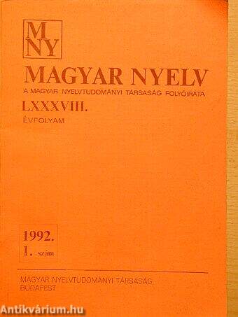 Magyar Nyelv 1992/1.