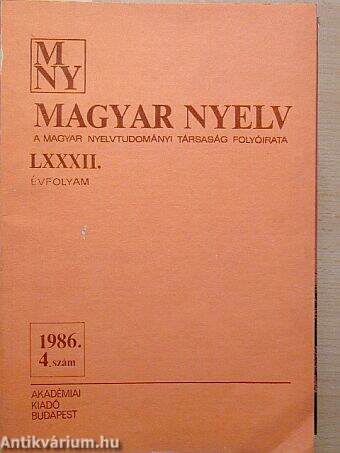 Magyar Nyelv 1986/4.