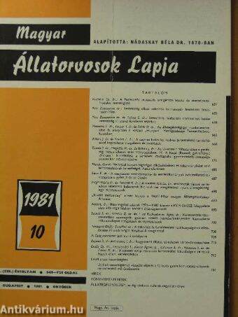 Magyar Állatorvosok Lapja 1981. október