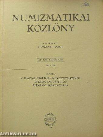 Numizmatikai közlöny 1961-1962.