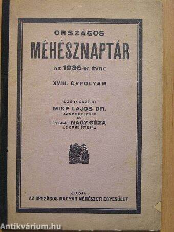 Országos Méhésznaptár az 1936-ik évre