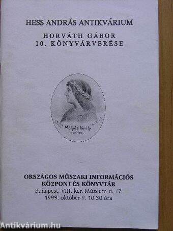 Hess András Antikvárium - Horváth Gábor 10. könyvárverése