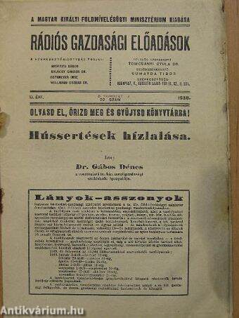 Rádiós Gazdasági Előadások 1938. B/22.