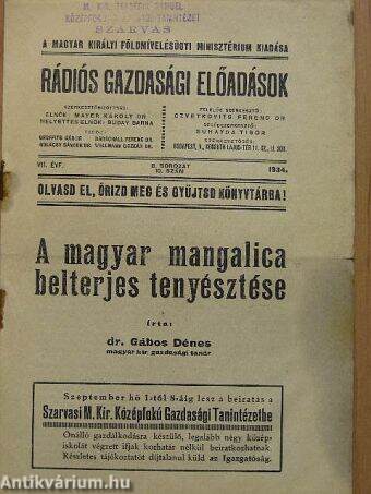 Rádiós Gazdasági Előadások 1934. B/10.