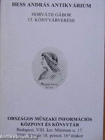 Hess András Antikvárium - Horváth Gábor 13. könyvárverése