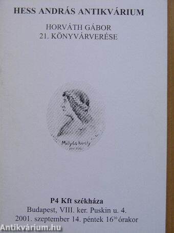 Hess András Antikvárium - Horváth Gábor 21. könyvárverése