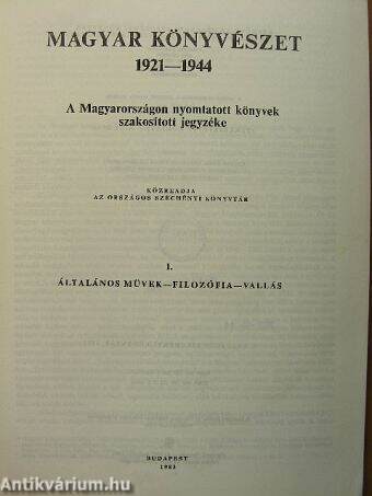 Magyar könyvészet 1921-1944 I.