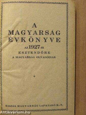 A Magyarság Évkönyve az 1927-ik esztendőre