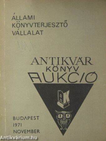 Antikvár könyv aukció - Budapest, 1971. november