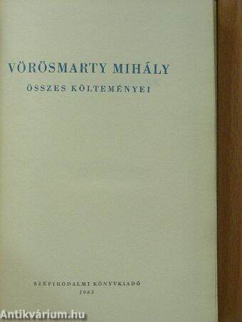 Vörösmarty Mihály összes költeményei I. (töredék)