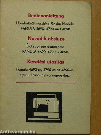 Bedienanleitung Haushaltnähmaschine für die Modelle FAMULA 4690, 4790 und 4890