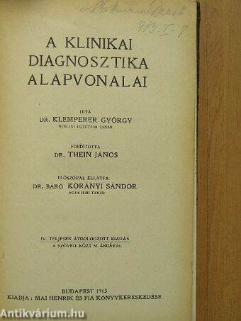 A klinikai diagnosztika alapvonalai