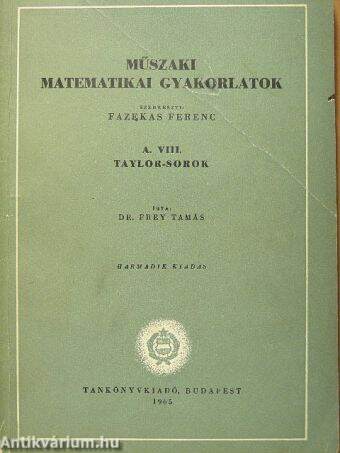 Műszaki matematikai gyakorlatok A. VIII.