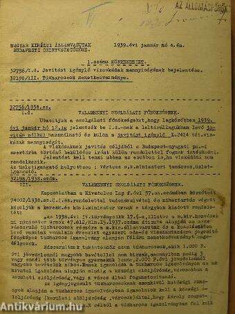 Magyar Királyi Államvasutak Budapesti Üzletvezetőségének körrendeletei 1939. (nem teljes évfolyam)