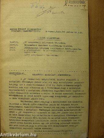 Magyar Királyi Államvasutak Budapesti Üzletvezetőségének körrendeletei 1931. január 3-december 23.