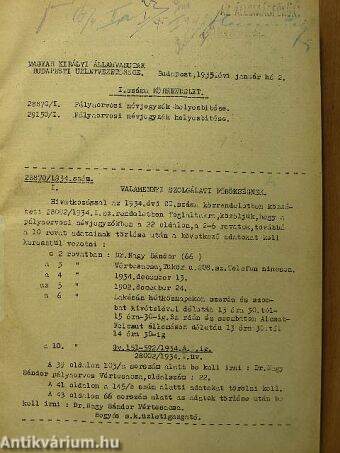 Magyar Királyi Államvasutak Budapesti Üzletvezetőségének körrendeletei 1935. (nem teljes évfolyam)