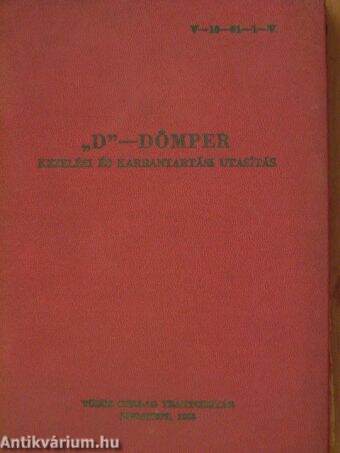 "D"-Dömper/Pótfüzet a "D" dömper kezelési és karbantartási utasitáshoz