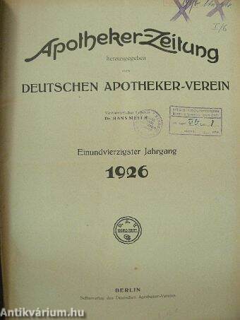 Apotheker-Zeitung 1926. Januar-Dezember