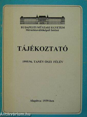 Tájékoztató 1995/96. tanév őszi félév