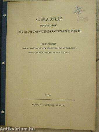 Klima-Atlas für das gebiet der Deutschen Demokratischen Republik