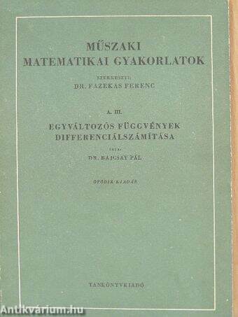 Műszaki matematikai gyakorlatok A. VIII.