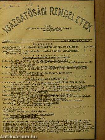 A Magyar Államvasutak Igazgatósági Rendeletei 1956. (nem teljes évfolyam)