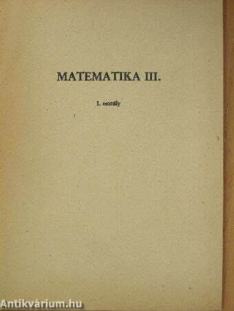 Matematika III.