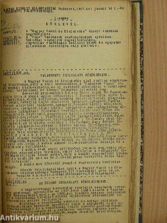 Magyar Királyi Államvasutak Budapesti Üzletvezetőségének körrendeletei 1927. január-december/Magyar Királyi Államvasutak Budapesti Üzletvezetőségének körlevelei 1927. január-december