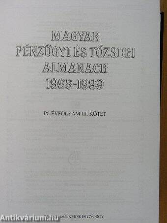 Magyar pénzügyi és tőzsdei almanach 1998-1999 III.