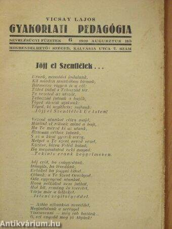 Gyakorlati pedagógia 1939. augusztus-szeptember