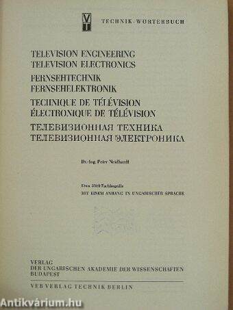 Television engineering, television electronics/Fernsehtechnik, Fernsehelektronik/Technique de Télévision, Électronique de Télévision