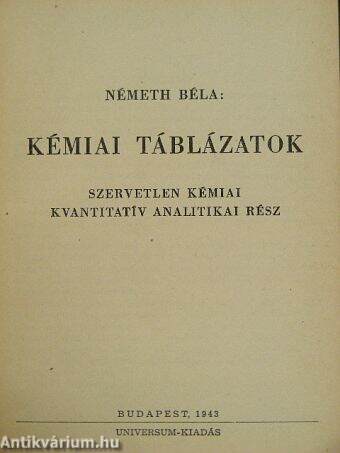 Kémiai táblázatok