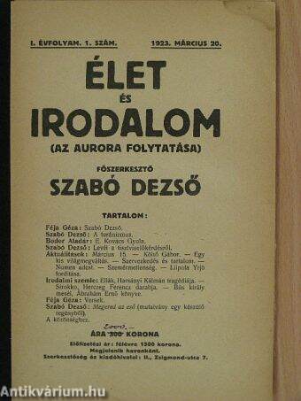 Élet és Irodalom 1923. március 20.