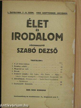 Élet és Irodalom 1923. szeptember-október