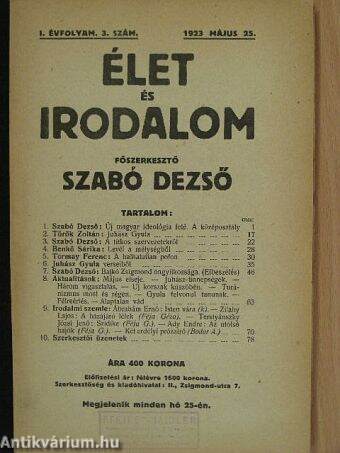 Élet és Irodalom 1923. május 25.