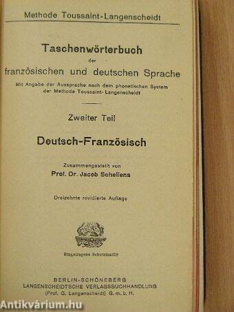 Taschenwörterbuch der französischen und deutschen Sprache II.