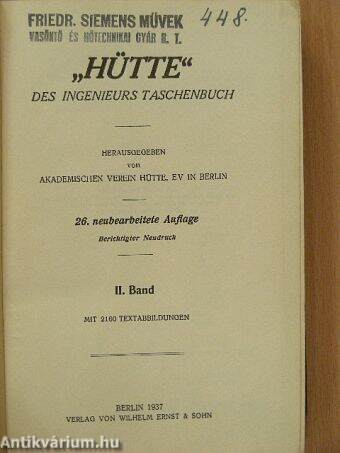 "Hütte" Des Ingenieurs Taschenbuch II. (töredék)