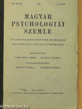 Magyar Psychologiai Szemle 1940. 1-4. szám