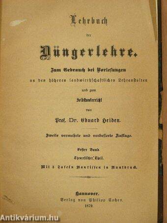 Lehrbuch der Düngerlehre I. (gótbetűs)