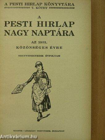 A Pesti Hirlap Nagy Naptára az 1931. közönséges évre