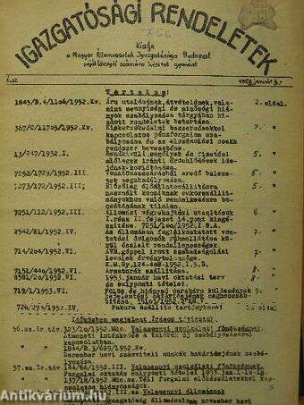 A Magyar Államvasutak Igazgatósági Rendeletei 1953. január-december