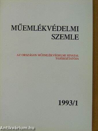 Műemlékvédelmi szemle 1993/1.