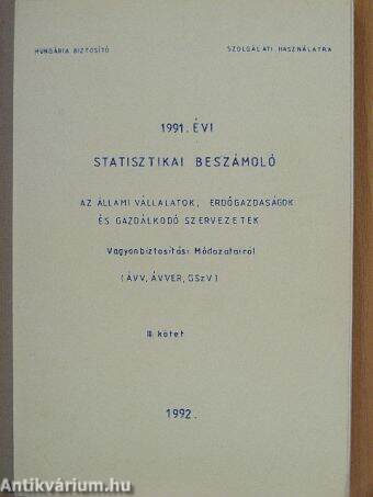 1991. évi statisztikai beszámoló III.