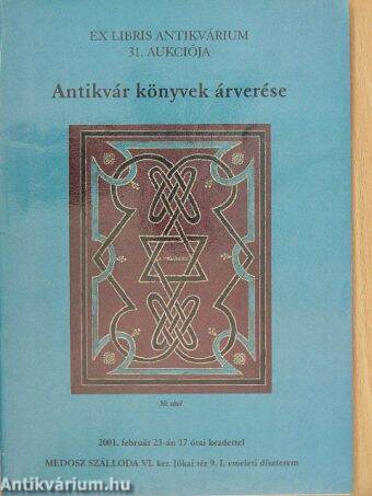 Ex Libris Antikvárium 31. aukciója