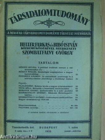 Társadalomtudomány 1932. január-március