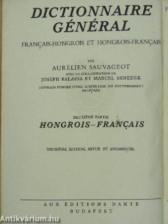 Francia-magyar és magyar-francia nagy kéziszótár II.