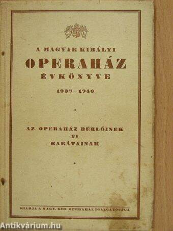 A Magyar Királyi Operaház évkönyve 1939-1940