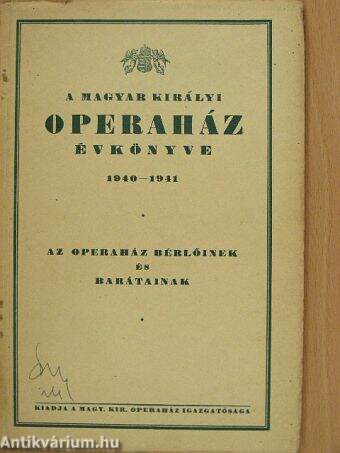 A Magyar Királyi Operaház évkönyve 1940-1941