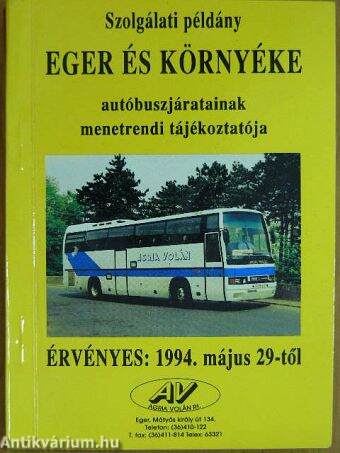 Eger és környéke autóbuszjáratainak menetrendi tájékoztatója