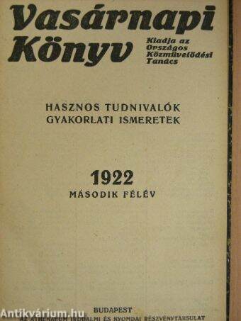 Vasárnapi Könyv 1922. II. (nem teljes évfolyam)